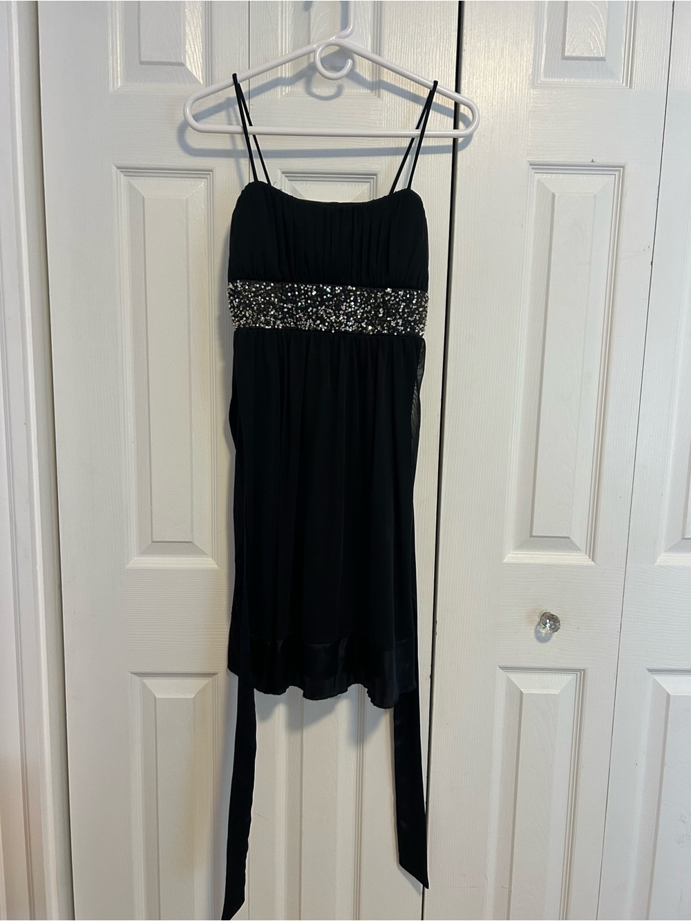 City Studio Black Spaghetti Strap Beaded Waist Camisole